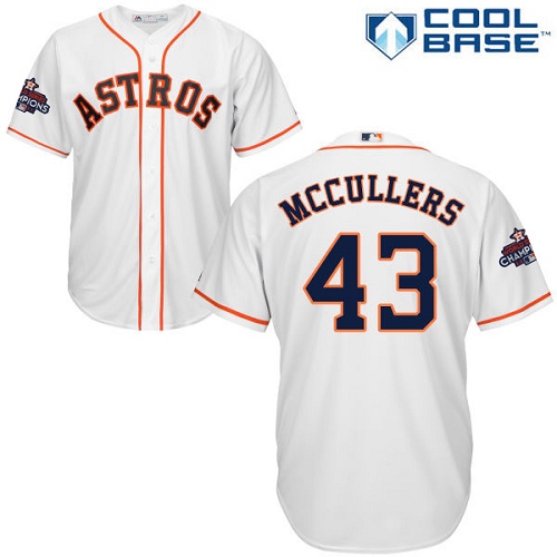 Astros #43 Lance McCullers White Cool Base World Series Champions Stitched Youth MLB Jersey